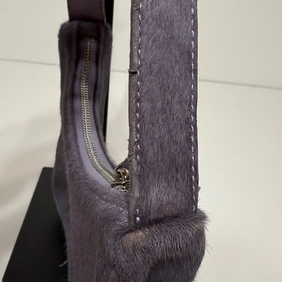 Brandon Blackwood Lavender Purple Pony Hair Shoulder Syl Bag - Picture 7 of 17